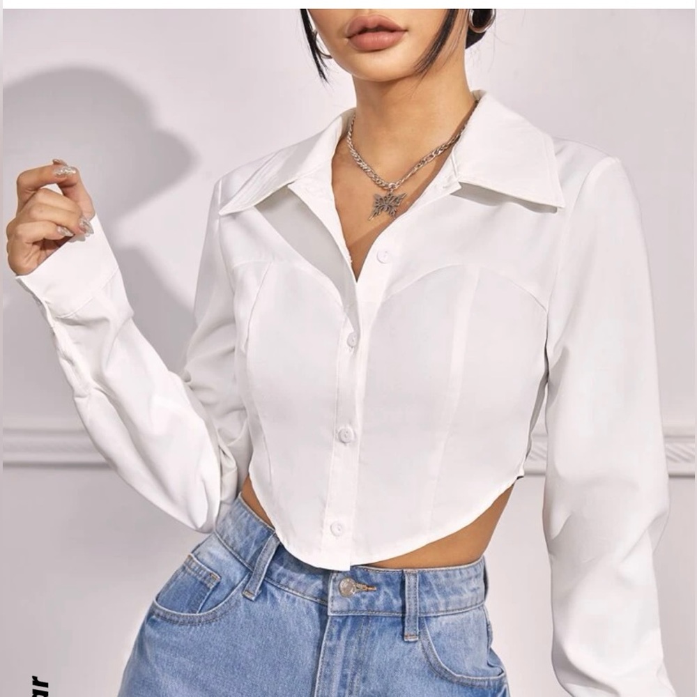 White crop blouse